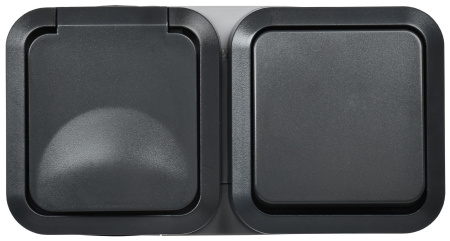 TORS Блок розетка + выключ. гор. 16А IP55 TS142 графит IEK