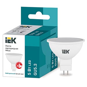 купить Лампа свд 220В GU5.3 5Вт 4000К 450лм MR16 IEK  в Кирове Лампа свд 220В GU5.3 5Вт 4000К 450лм MR16 IEK