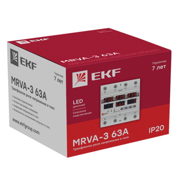 купить Реле напряжения и тока 3ф 63А 5мод MRVA EKF с дисп. в Кирове Реле напряжения и тока 3ф 63А 5мод MRVA EKF с дисп.